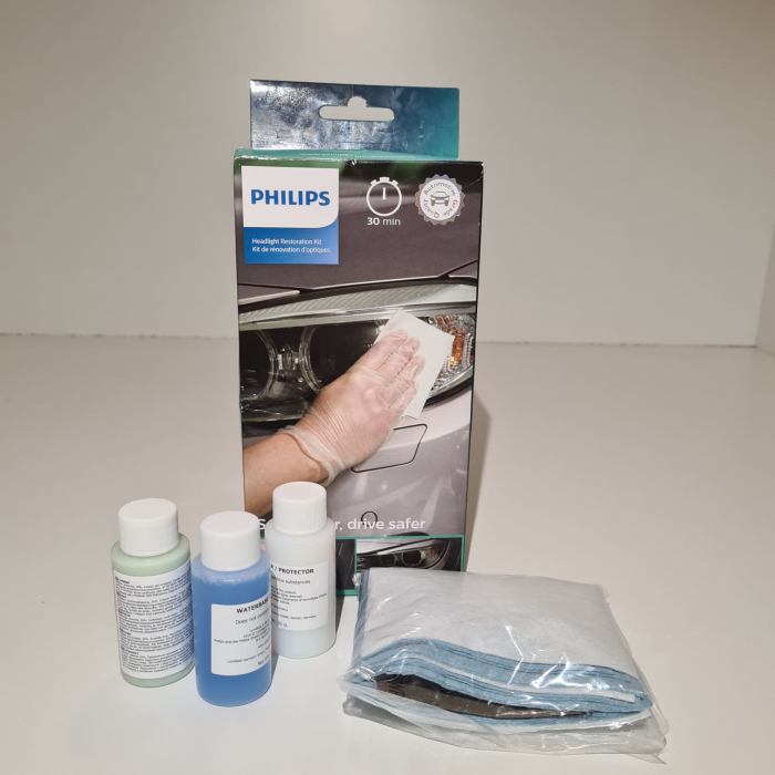 Set restaurare faruri, Philips HRK00XM, contine pretratament, solutie curatare, solutie luciu, coli abrazive, lavete, manusi [3]