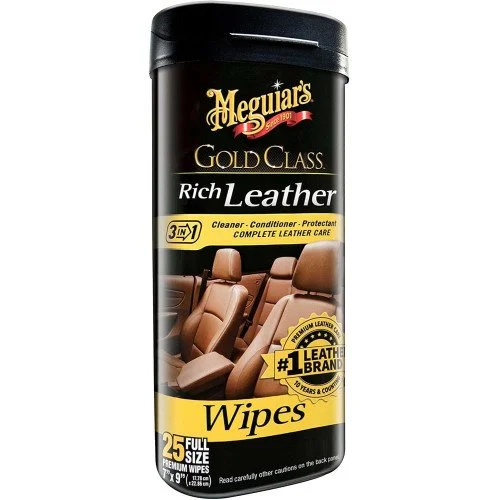 Servetele intretinere, Meguiar's Gold Class Rich Leather Wipes, curatare si hidratare piele, set 25 bucati [1]
