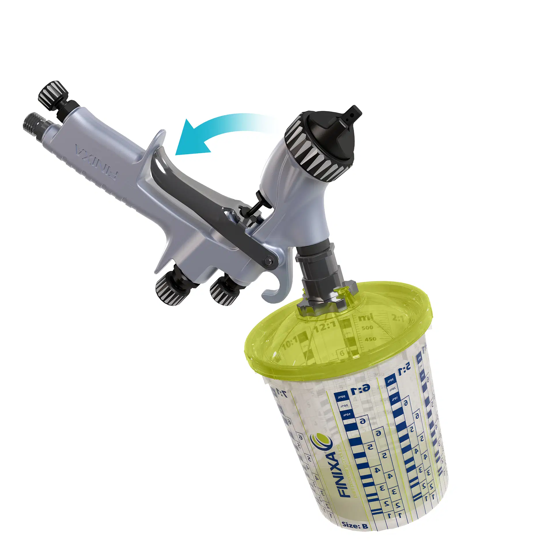 Sistem aplicat vopseaua, Finixa GPS, contine 50 pahare, 50 capace, 1 cana rigida, 0.65 litri [2]