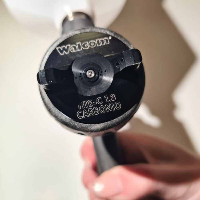 Pistol de vopsit, Walcom Genesi Carbonio 360 Light HTE clear (DIGITAL), cupa plastic 600 ml, duza la alegere, valiza, regulator aer, consum aer 380 l/min [6]