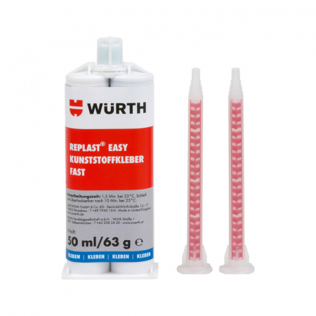 Adeziv plastic bicomponent, WURTH 893 500 3, adeziv plastic din 2 componente, uscare normala/rapida, gramaj 50 ml [0]