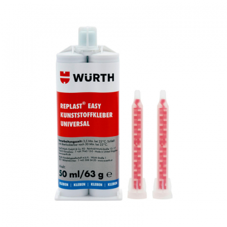 Adeziv plastic bicomponent, WURTH 893 500 3, adeziv plastic din 2 componente, uscare normala/rapida, gramaj 50 ml [1]