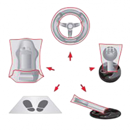 2. CONSUMABILE - Set protectie interior auto, 4CR 1143, 1 set 5 in 1 (scaun, volan, presuri, schimbator, frana de mana)