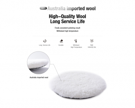 Blana de oaie, Shine Mate T160 Heavy-Cut Wool Pad High-Nap, diametru 80 / 130 / 155 mm, cu velcro [5]