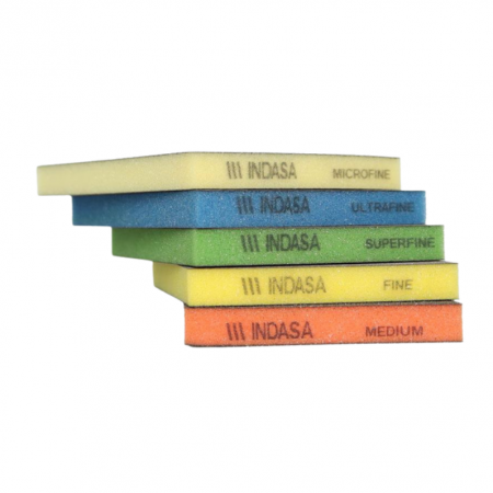 Hartie abraziva - Burete abraziv, Indasa IND 56039X, fata dubla, dimensiune 120 x 98 mm, diferite duritati