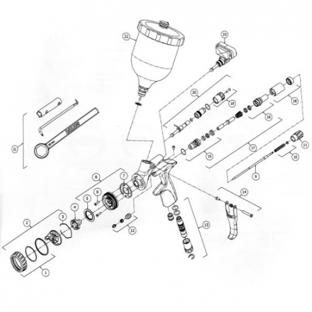 Set trăgaci, știft, arc și șurub, DeVilbiss 704406, pentru DV1 [1]