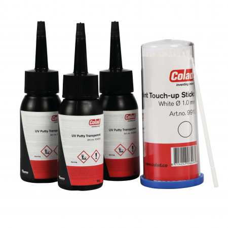 2. CONSUMABILE - Chit transparent, Colad 915033, UV, set 3 bucati + betisoare aplicator