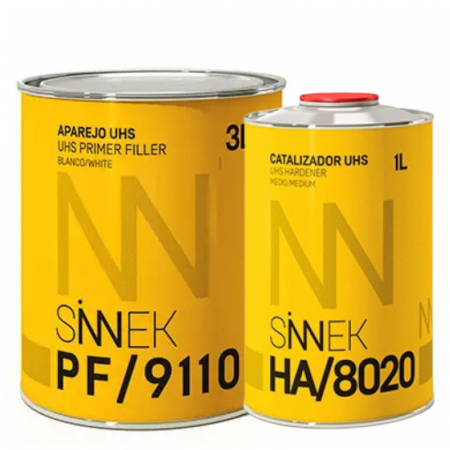 2. CONSUMABILE - Primer / Filler auto, Sinnek PF 9110 / 7040 / 7016, 5:1 UHS, culoare alb / gri, cantitate 3 litri filler + 1 litru intaritor