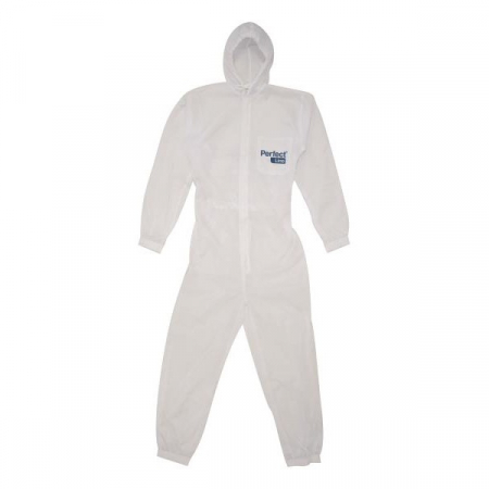 Combinezon protectie - Combinezon de protectie cu gluga, Perfect Line PL.SO.EC, alb, reutilizabil, marime la alegere