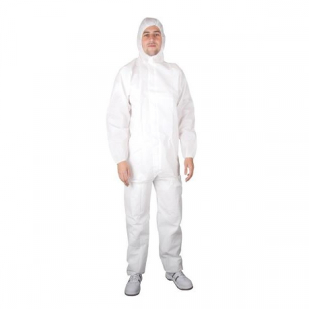 2. CONSUMABILE - Combinezon de protectie cu gluga, Ardon H4053/XX, alb, de unica folosinta, marime la alegere