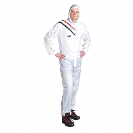 Combinezon protectie - Combinezon protectie reutilizabil, Colad 5100xx Nylon comfort, culoare alba, cu gluga, material antistatic