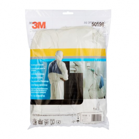 Combinezon protectie impermeabil ALB cu gluga 3M™ 50198 foarte rezistent, fără scame pentru uz general [1]