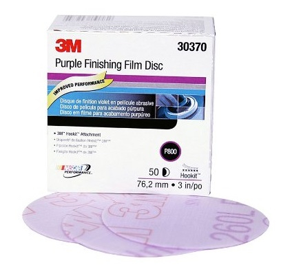 2. CONSUMABILE - Disc abraziv slefuit velcro, 3M 30370, Hookit, fara gauri, duritate P800, diametru Ø 76 mm