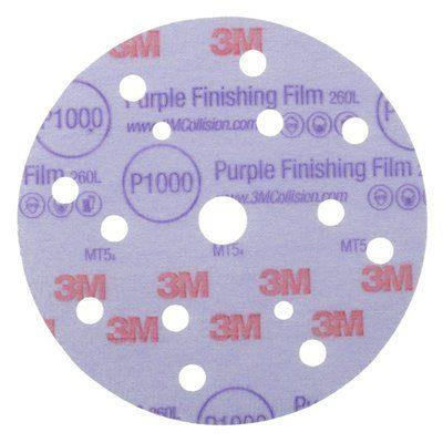 2. CONSUMABILE - Disc abraziv slefuit velcro, 3M 5115X Purple, 15 gauri, duritate P800 - P2000, diametru Ø 150 mm