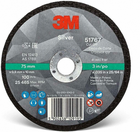 3. SCULE - Disc debitare, 3M 51767, pentru polizor unghiular, diametru 75 x 0.9 x 9.53 mm