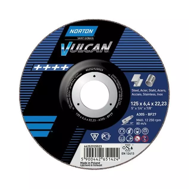 3. SCULE - Disc de polizat metal/inox, Norton Vulcan, pentru polizor unghiular, diametru 115 mm