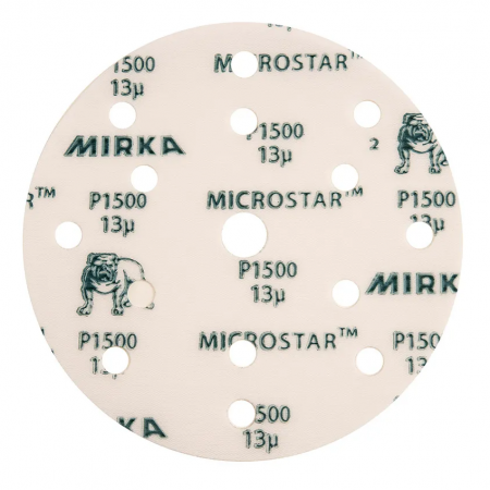 Disc abraziv velcro - Disc polish film, Mirka® Microstar®, prindere velcro 15 orificii, duritati P800 - P2500, Ø 150 mm