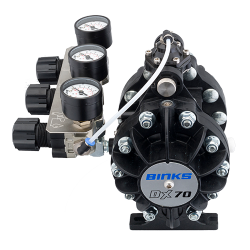 Pompa cu membrana, Binks DX70 ratio 1:1 ratio, greutate pompa - 2.2 Kg, presiune aer maxima - 7 Bar [2]