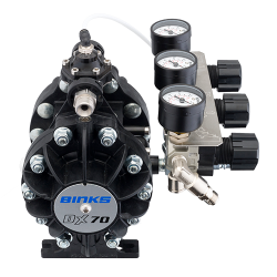 Pompa cu membrana, Binks DX70 ratio 1:1 ratio, greutate pompa - 2.2 Kg, presiune aer maxima - 7 Bar [6]