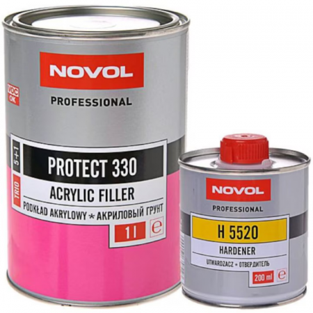 2. CONSUMABILE - Filler acrilic 5:1, Novol Professional Protect 330 Trio, culoare la alegere, gramaj 1 litru filler + 0.2 litri intaritor