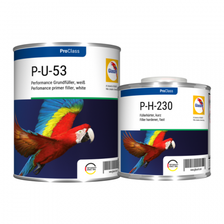 Filler - Filler acrilic, Glasurit P-U-53 4:1, culoare alb / negru, cantitate 3 litri filler + 1 litru intaritor