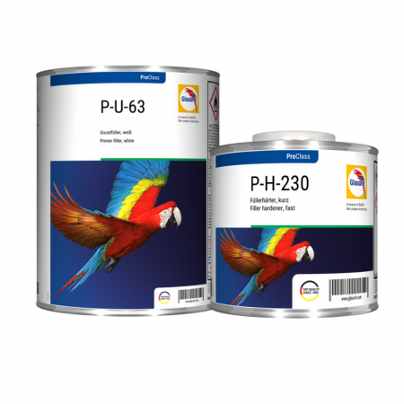 Filler - Filler acrilic, Glasurit P-U-6X 4:1, culoare alb / negru, cantitate 4 litri filler + 1 litru intaritor