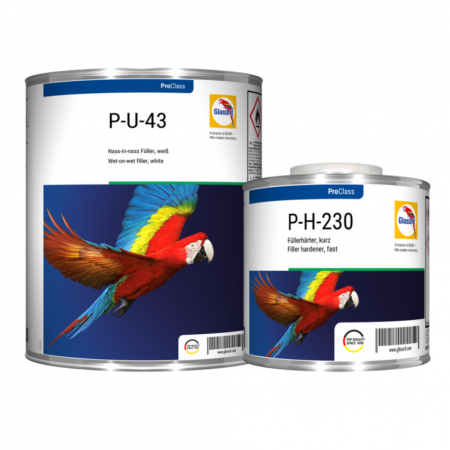 Filler - Filler acrilic, Glasurit P-U-43 3:1, culoare alb / negru, cantitate 3 litri filler + 1 litru intaritor