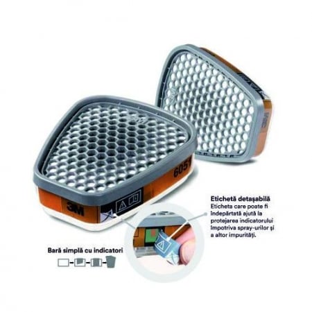 Filtre pentru masca 3M™ 6051 protectie A1, protejează împotriva gazelor și a vaporilor organici (set 2 filtre) [2]