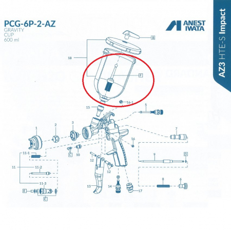 Filtru pentru cana pistol vopsit, Anest Iwata W2KIT06, pentru AZ3 HTE-2, filtrare 50 - 297 μm, 1 bucata [4]