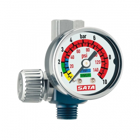 Manometre - Regulator de presiune aer cu manometru mecanic, Sata 27771, montare pe furtun, cupla 1/4, maxim 10 bar