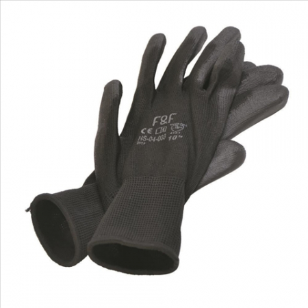 Manusi protectie - Manusi de lucru, AFT Bunting Black Eco, cu pelicula din poliuretan, set 2 bucati