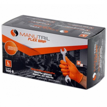 Manusi protectie - Manusi nitril, Serwo UNIO, foarte rezistente, culoare portocaliu, cutie 100 buc
