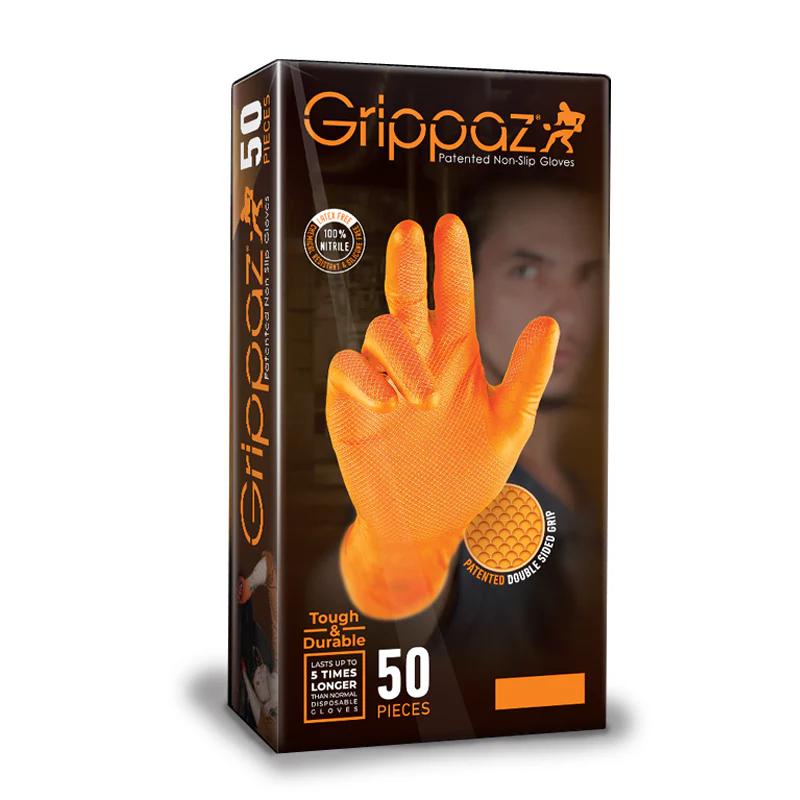 2.1 PROTECTIE PERSONALA - Manusi Nitril, Grippaz AD-00-003X, texturate, culoare portocaliu, cutie 50 buc