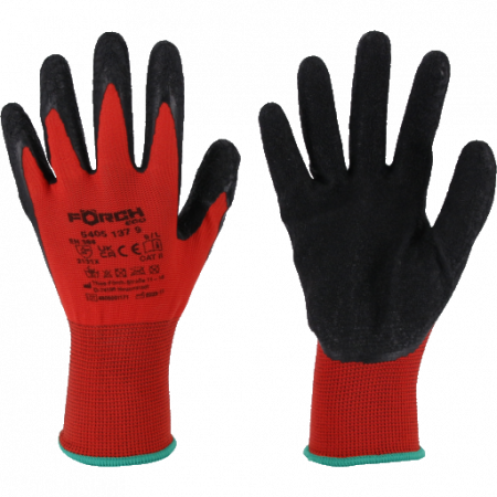 2.1 PROTECTIE PERSONALA - Manusi tricotate, Forch Fin Latex, foarte rezistente, culoare rosu-negru, set 1 prereche