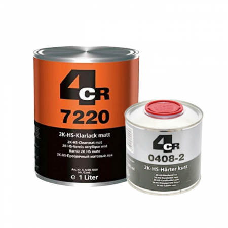 Lac auto Mat - Pachet lac auto mat, 4CR 7220 HS, 2:1/3:1, cantitate 1 litru intaritor + 0.5 litri intaritor