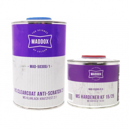 Lac auto MS - Pachet lac auto + intaritor, Maddox 50300 Anti-Scratch MS 2:1, uscare normal, rapid, gramaj 1 litru / 5 litri