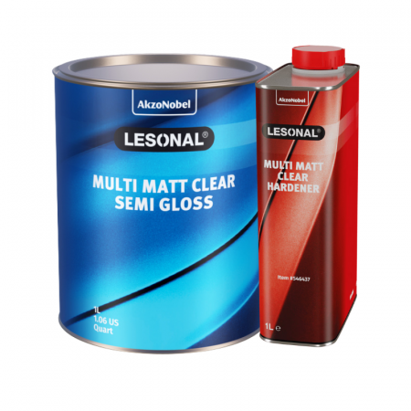 Lac auto Mat - Pachet lac auto semi-mat, Lesonal Semi Gloss 5:2, cantitate 1 litru lac + 1 litru intaritor