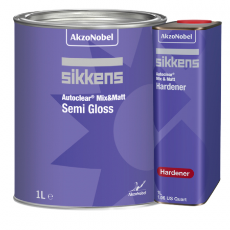 Lac auto Mat - Pachet lac auto semi-mat, Sikkens Mix & Mat, gramaj 1 litru lac + 1 litru intaritor
