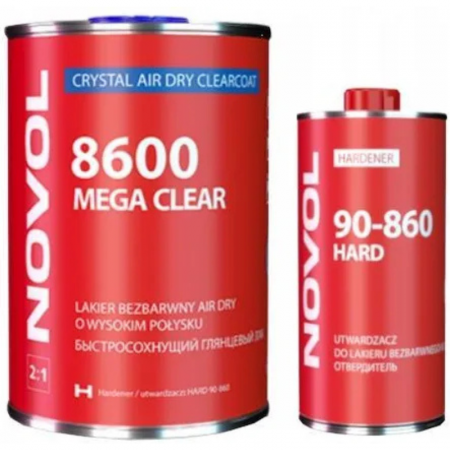 Lac auto HS - Pachet lac auto, Novol 8600 Crystal Air Dry HS 2:1 SR, gramaj 1 litru lac + intaritor 0.5 litri