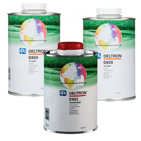 Lac auto MS - Pachet lac auto + intaritor, PPG D800 Deltron GRS MS 2:1, uscare normal, gramaj 2 litri lac + 1 litru intaritor