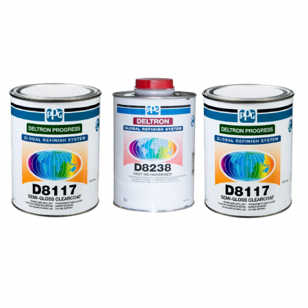 2. CONSUMABILE - Pachet lac auto semi-mat, PPG D8117 Matt Clearcoat System, cantitate 2 litri lac si 1 litru intaritor