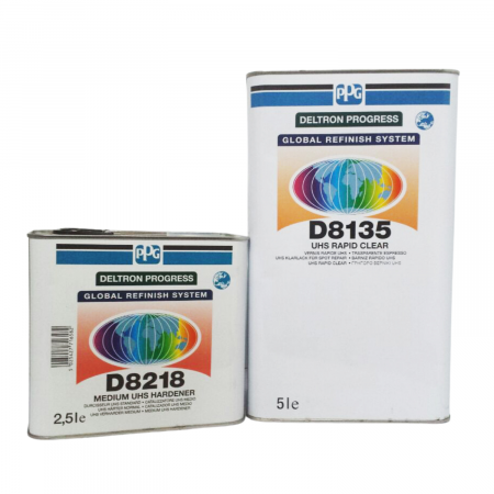 Lac auto UHS - Pachet lac + intaritor, PPG D8135, UHS rapid, cantitate 5 litri