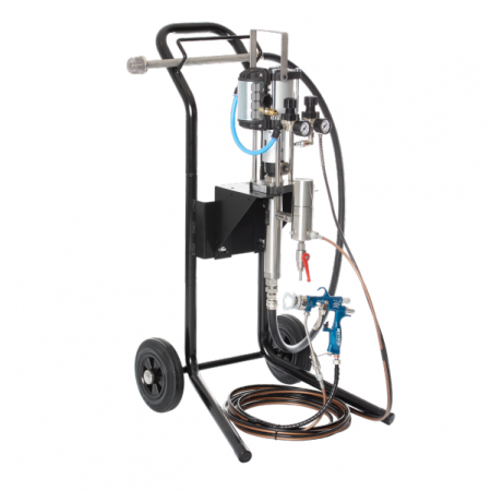 4. INDUSTRIE - Pachet vopsire airmix pompa cu piston, Binks MX Lite MXL4/32, raport 32:1, montata pe carucior, pistol de vopsit AirMix, furtun 7.5 metri