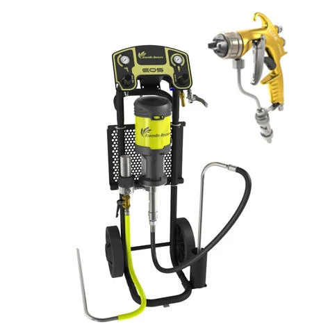 Sistem complet (AirMix) - Pachet vopsire airmix pompa cu piston, Sames Kremlin 30C25 MB-A, raport 30:1, montata pe carucior, pistol de vopsit, furtun 7.5 metri