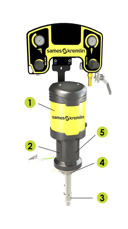 Pachet vopsire airmix pompa cu piston, Sames Kremlin 30C25 MB-A, raport 30:1, montata pe carucior, pistol de vopsit, furtun 7.5 metri [2]
