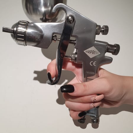 Pistol de vopsit, Airpress 45184 HP, cupa metal 400 ml, duza la alegere, consum aer incepand cu 113 l/min [6]