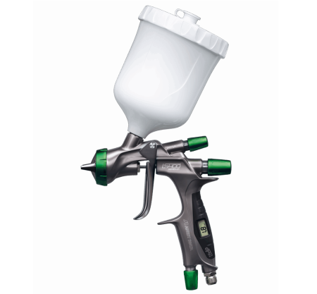 Pistoale cana sus (gravity) - Pistol de vopsit, Anest Iwata Pininfarina LS-400 Base - Digital Seria 2.1 (reglaje verde) - vopsea pe baza de solvent, cana 600 ml