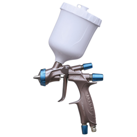 Pistoale cana sus (gravity) - Pistol de vopsit, Anest Iwata Pininfarina WS-400 Base Seria 2.1 (reglaje albastru) - vopsea pe baza de apa, cana 600 ml