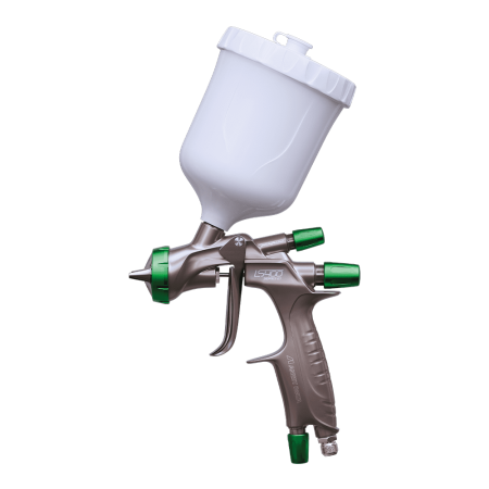 Pistoale cana sus (gravity) - Pistol de vopsit, Anest Iwata Pininfarina LS-400 Base Seria 2.1 (reglaje verde) - vopsea pe baza de solvent, cana 600 ml