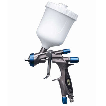 Pistoale cana sus (gravity) - Pistol de vopsit, Anest Iwata Pininfarina WS-400 Base - Digital Seria 2.1 (reglaje albastru) - vopsea pe baza de apa, cana 600 ml